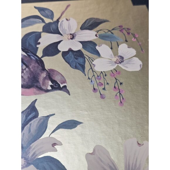 Vintage William J. Whiteside Birds on Dogwood Framed Art 1960's Print Gold Foil - Picture 10 of 15